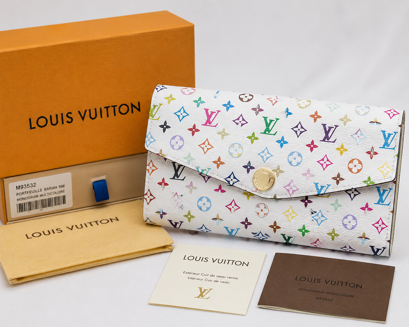 Auth Louis Vuitton Portefeuille Sarah NM Long Wallet Monogram Multicolore M93532