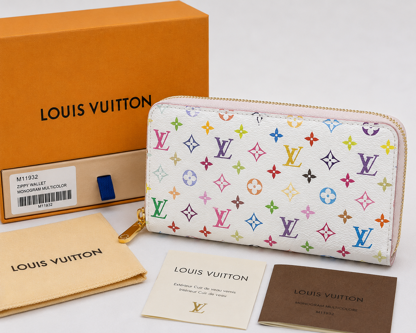 Louis Vuitton Takashi Murakami Zippy Wallet LV TM M11932 – Monogram Multicolore (White)