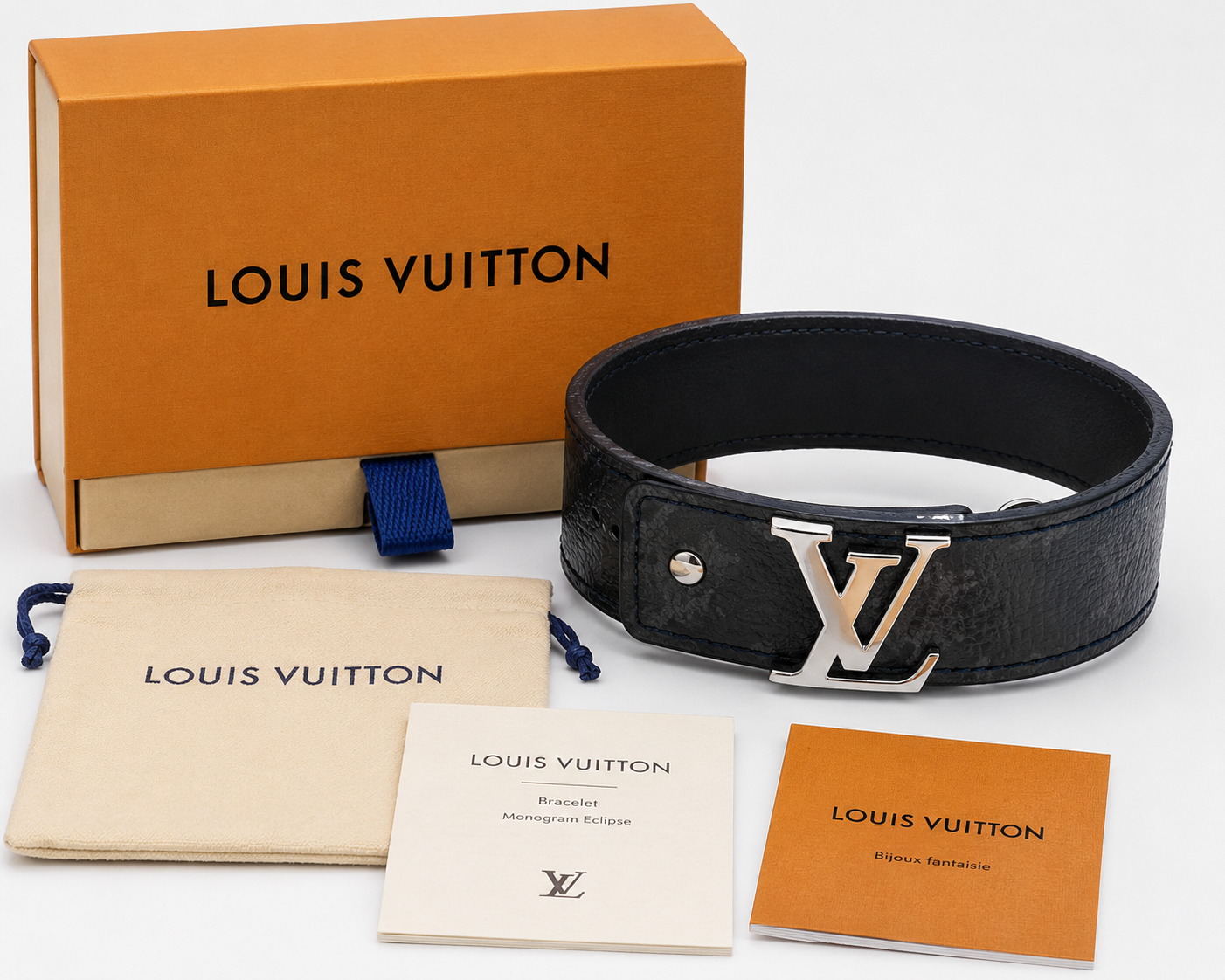 Authentic Louis Vuitton LV Slim Bracelet Monogram Eclipse